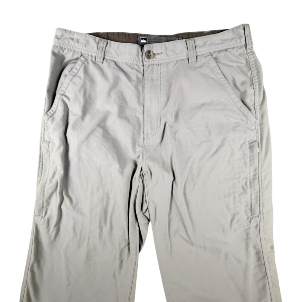 REI Pants Mens 34x28 Gray Nylon Lightweight Hiking Travel Zip Pocket Straight